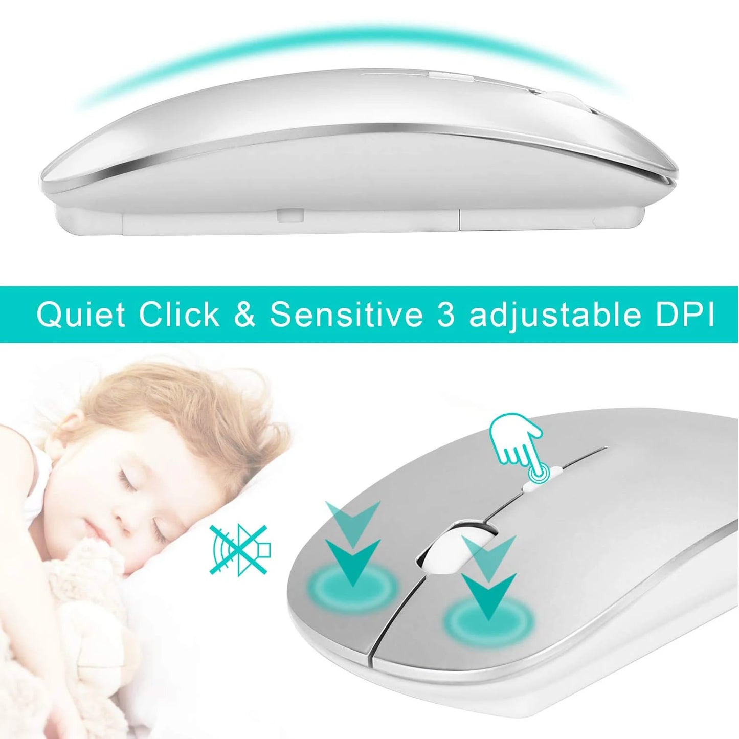 Clavier et Souris Sans Fil 2,4 GHz – Ultra-Fins, Multimédia et Silencieux pour Laptop, PC et Smart TV