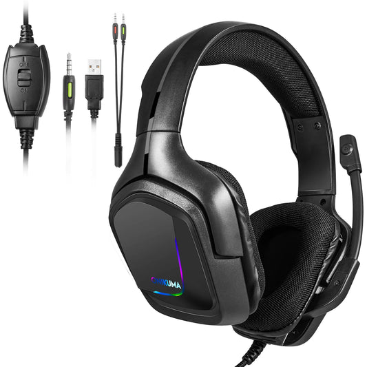 Casque Gamer Filaire K20 – Micro, Éclairage RVB et Anti-Bruit pour Xbox One & PS4