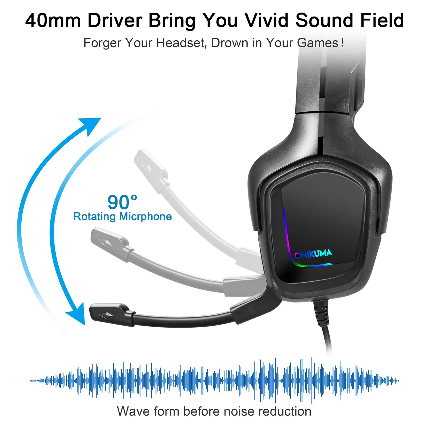 Casque Gamer Filaire K20 – Micro, Éclairage RVB et Anti-Bruit pour Xbox One & PS4