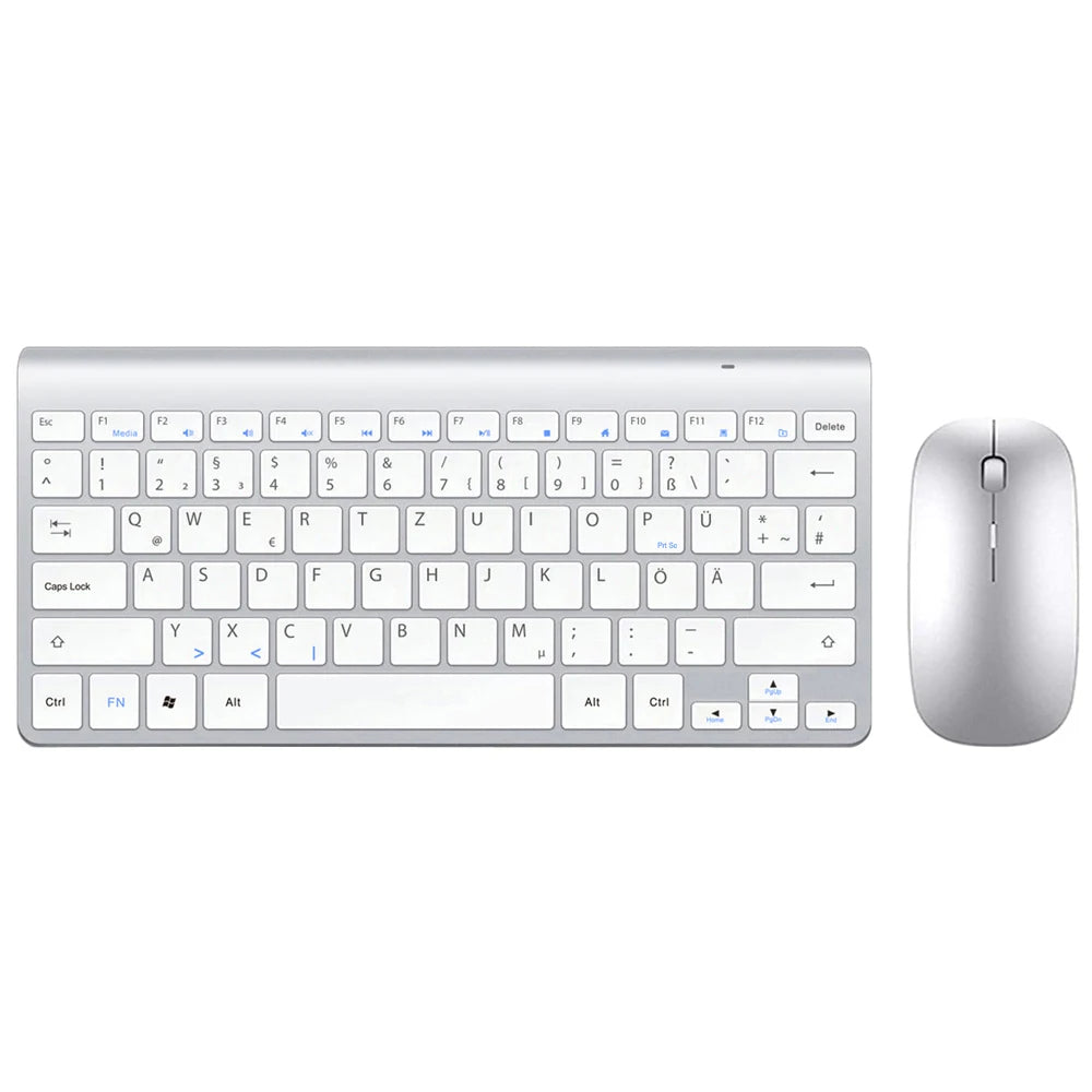 Clavier et souris sans fil 2,4 GHz ultra-fins allemands Multimedia Keyboard Mouse Combo Low Noise for Laptop Desktop Windows Smart TV