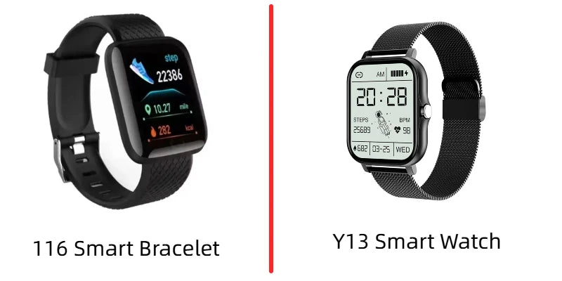 Montre Connectée Multifonction D13 / 116Plus – Smartwatch Sport avec Podomètre, Calories, Contrôle Musique, Notifications & Réveil – Pour Hommes, Femmes & Enfants