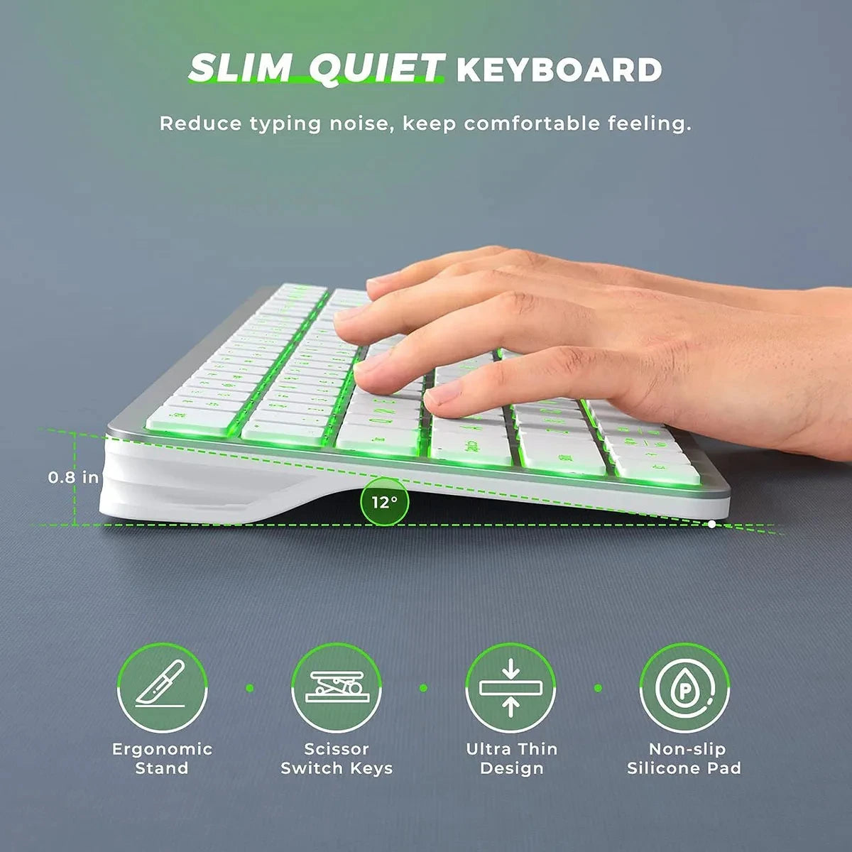 Ensemble clavier et souris sans fil rechargeables JOMAA ultra-fins pour ordinateur portable thin Keyboard Mouse Set  for Laptop Computer