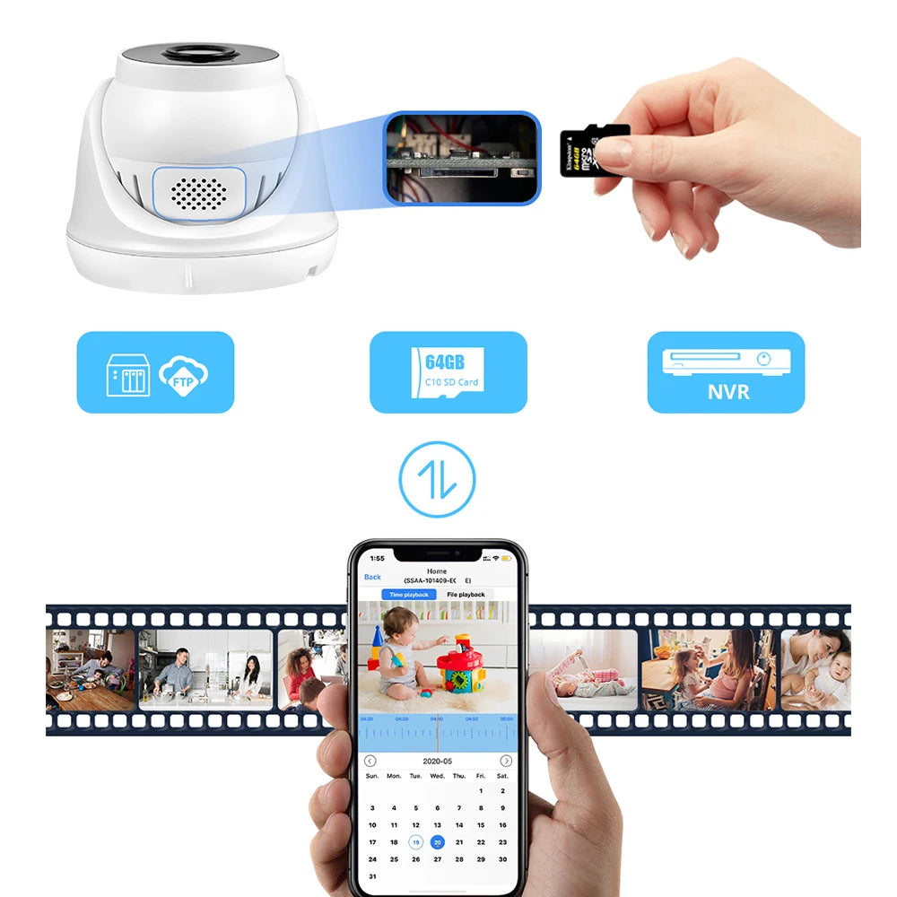 Caméra Wi-Fi 360° – Sécurité Intérieure & Extérieure