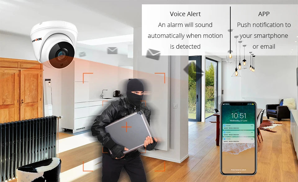 Caméra Wi-Fi 360° – Sécurité Intérieure & Extérieure