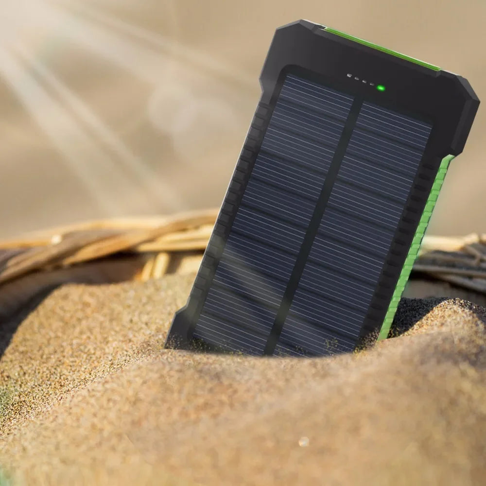 Powerbank Solaire 20000mAh, chargeur rapide avec lampe torche SOS, pour smartphone et Tablettes
