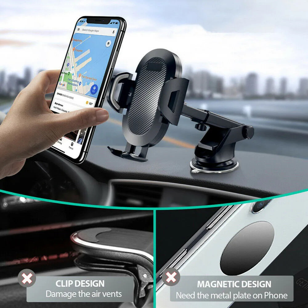 Support de téléphone voiture universel 360° – Bras rétractable & ventouse puissante – Compatible iPhone, Samsung, Xiaomi