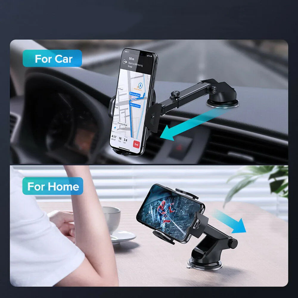 Support de téléphone voiture universel 360° – Bras rétractable & ventouse puissante – Compatible iPhone, Samsung, Xiaomi