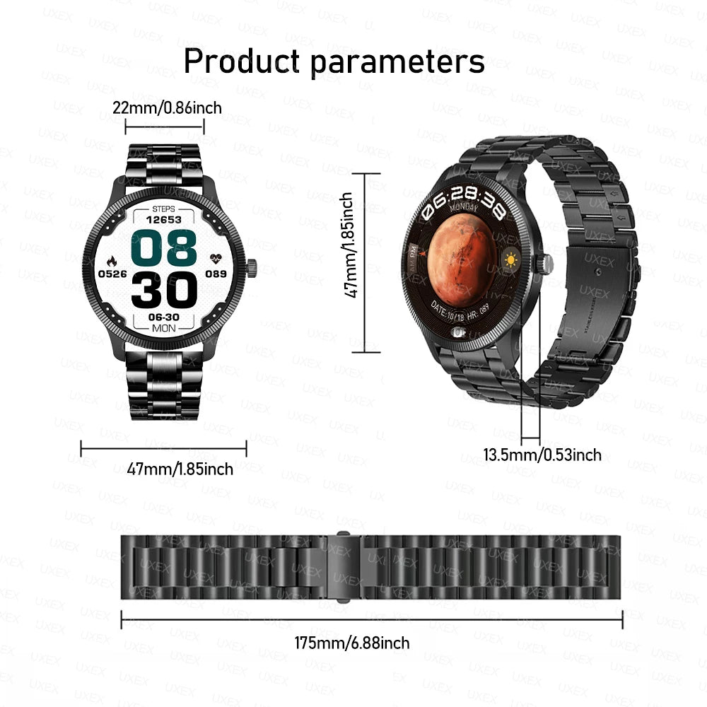Montre Connectée Business 2025 – Écran AMOLED 1.3” HD 360×360, Assistant Vocal, Tracker Santé, Photo Personnalisée – Idée Cadeau Homme