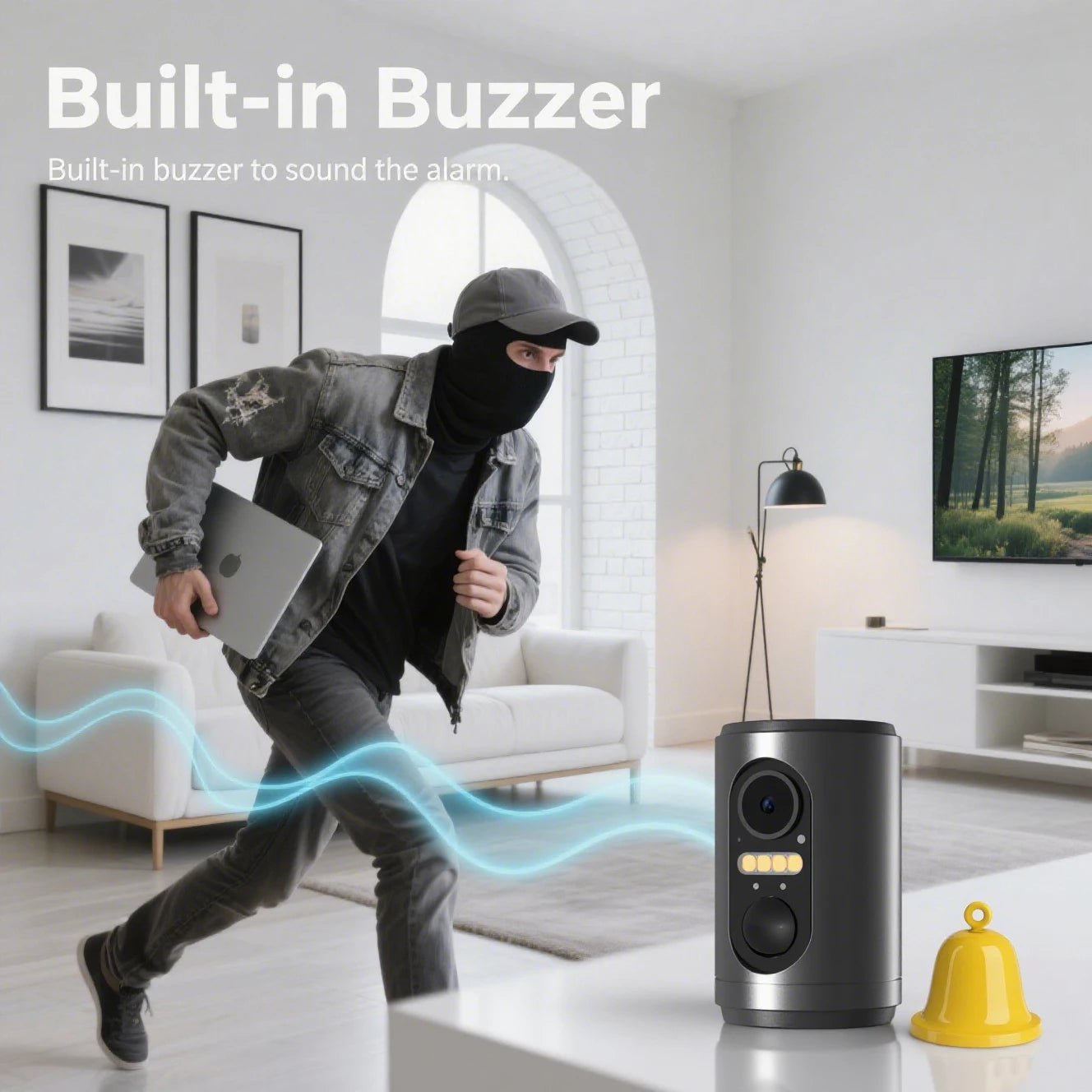 Caméra WiFi Mini 2024 – Vision Couleur Nuit, Détection PIR, Batterie Intégrée & Panneau Solaire – Sécurité HD