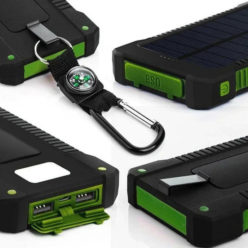 Power Bank Solaire 200000mAh – Batterie Externe Portable Étanche avec Lampe SOS – Compatible iPhone, Xiaomi, Huawei