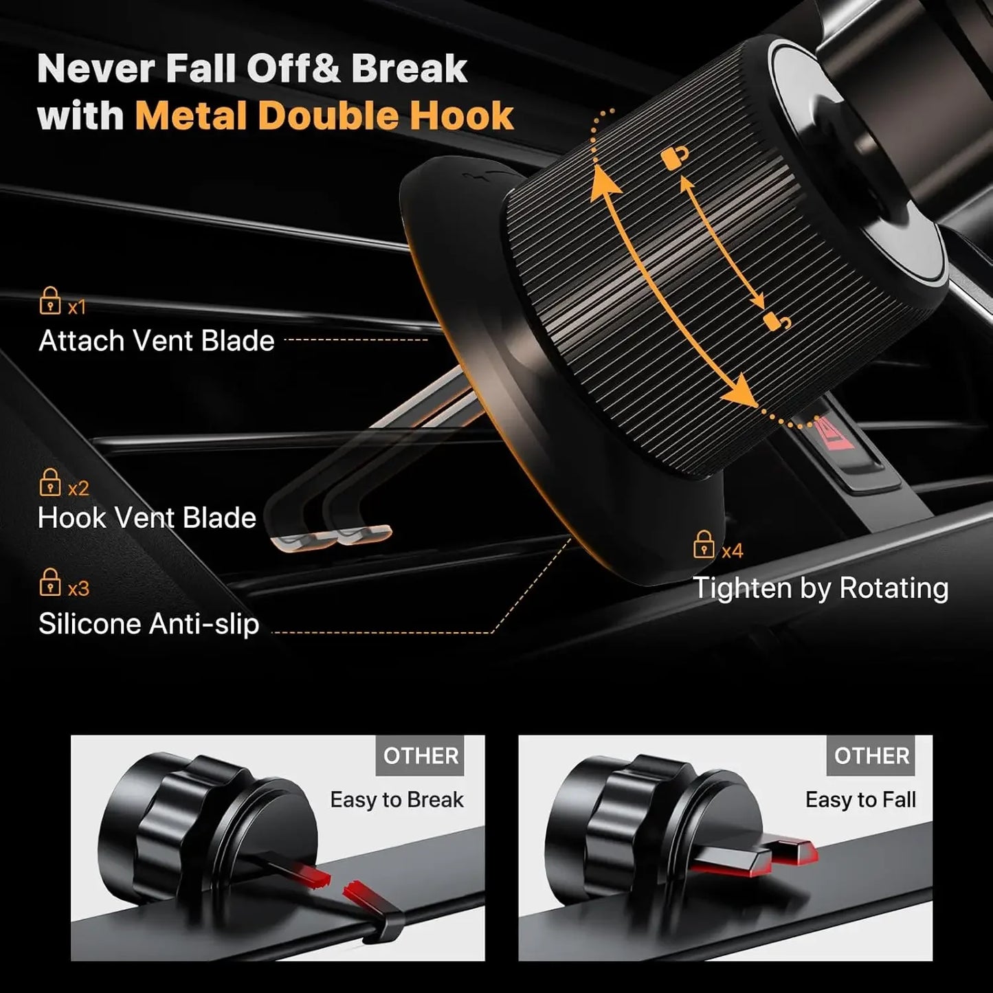 Support de téléphone voiture avec clip métallique – Fixation aération universelle pour iPhone, Samsung, Xiaomi