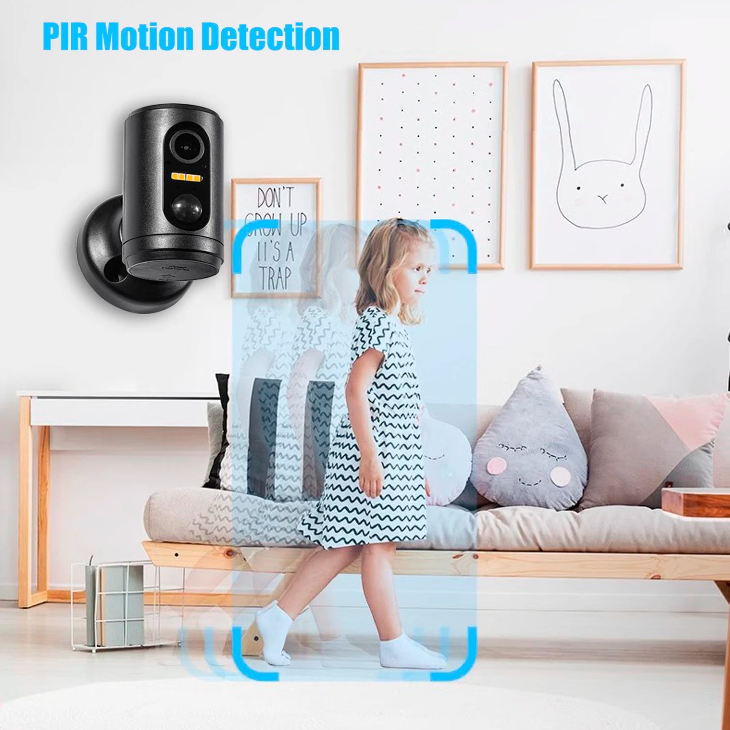 Caméra WiFi Mini 2024 – Vision Couleur Nuit, Détection PIR, Batterie Intégrée & Panneau Solaire – Sécurité HD