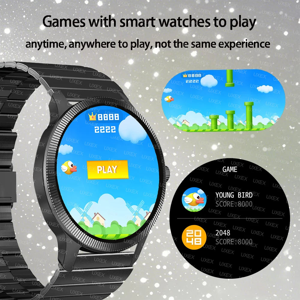 Montre Connectée Business 2025 – Écran AMOLED 1.3” HD 360×360, Assistant Vocal, Tracker Santé, Photo Personnalisée – Idée Cadeau Homme