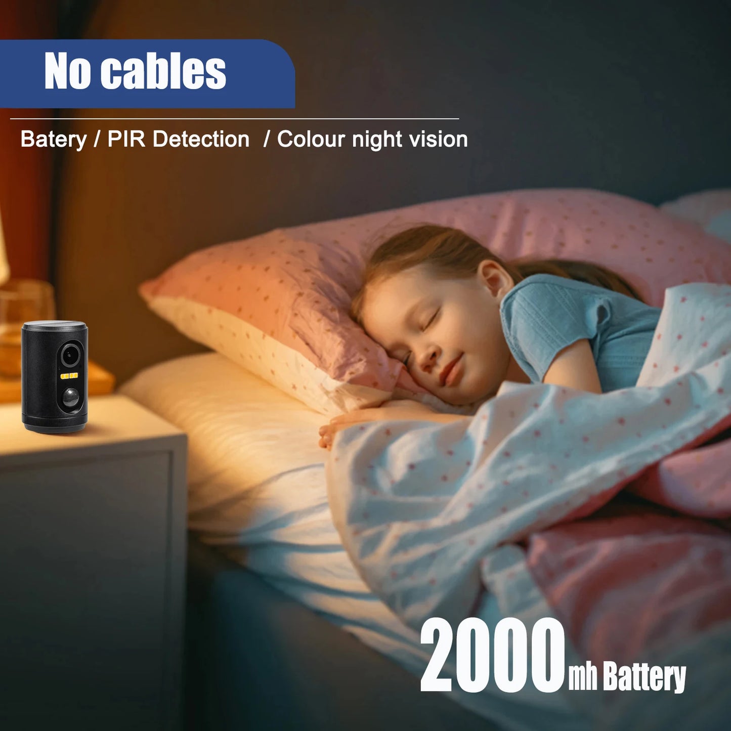 Caméra WiFi Mini 2024 – Vision Couleur Nuit, Détection PIR, Batterie Intégrée & Panneau Solaire – Sécurité HD