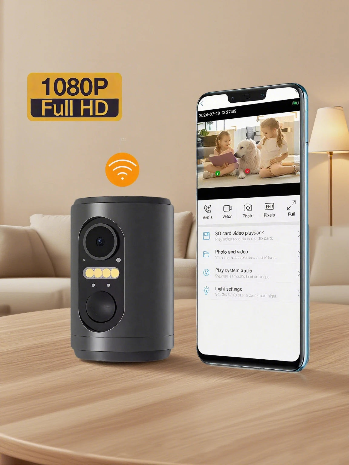 Caméra WiFi Mini 2024 – Vision Couleur Nuit, Détection PIR, Batterie Intégrée & Panneau Solaire – Sécurité HD