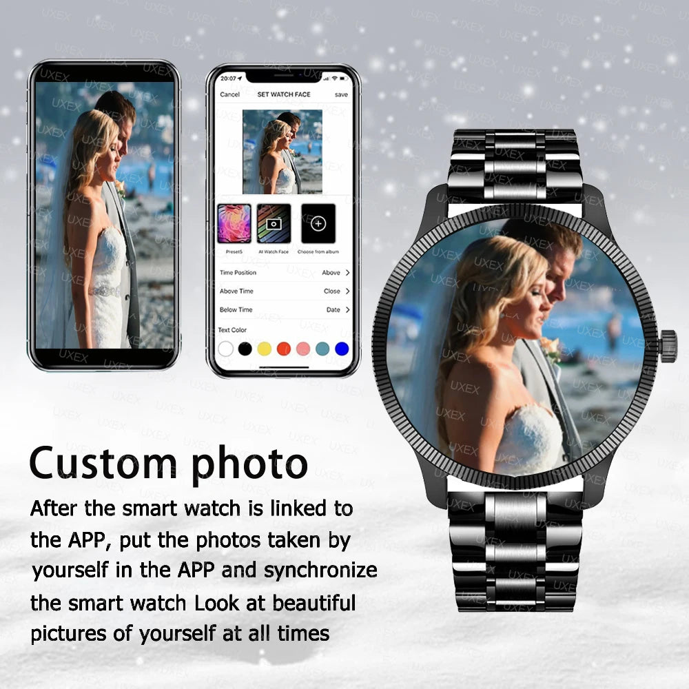 Montre Connectée Business 2025 – Écran AMOLED 1.3” HD 360×360, Assistant Vocal, Tracker Santé, Photo Personnalisée – Idée Cadeau Homme