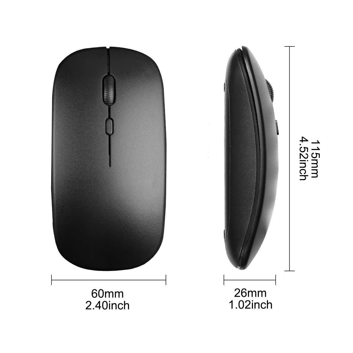 Souris sans fil Slim Bluetooth-compatible 2.4G Souris portable rechargeable/batterie sans fil pour ordinateur portable iPad