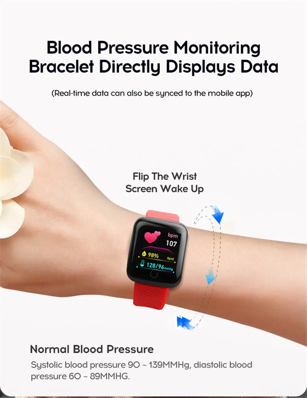 Montre Connectée Multifonction D13 / 116Plus – Smartwatch Sport avec Podomètre, Calories, Contrôle Musique, Notifications & Réveil – Pour Hommes, Femmes & Enfants
