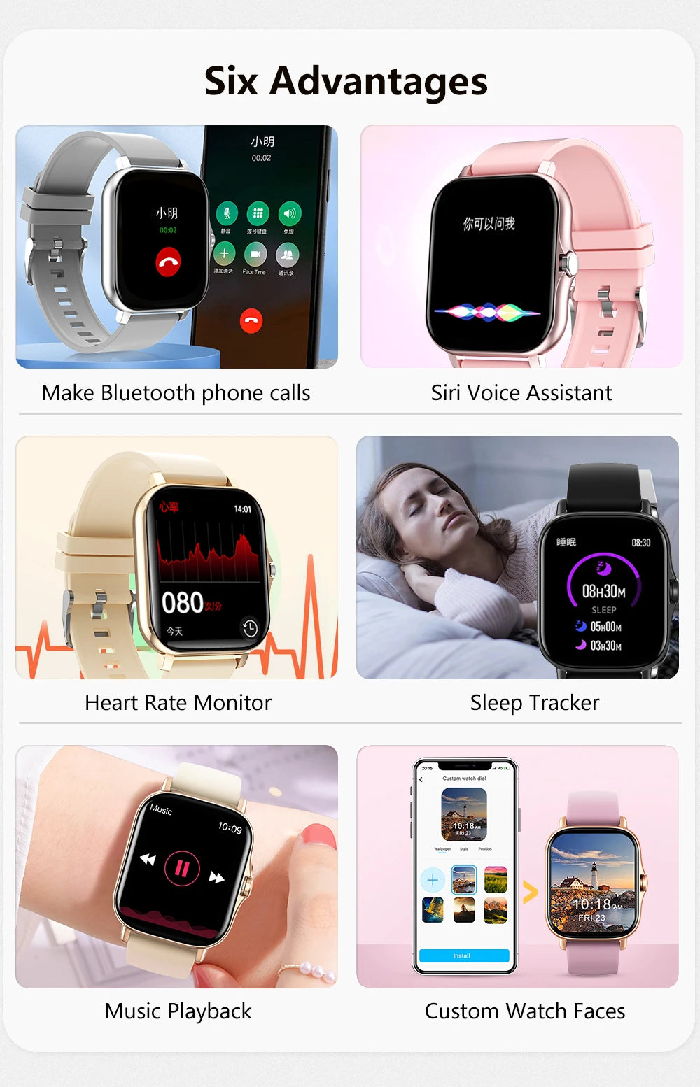 Montre Connectée Multifonction D13 / 116Plus – Smartwatch Sport avec Podomètre, Calories, Contrôle Musique, Notifications & Réveil – Pour Hommes, Femmes & Enfants
