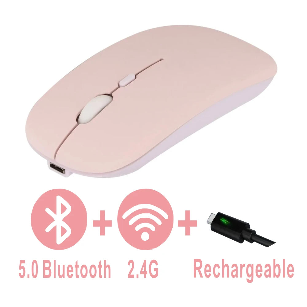 Souris Bluetooth Rechargeable 5.2 – Sans Fil Double Mode 2.4GHz & Bluetooth, Silencieuse, Ergonomique, Gaming & Bureau pour PC & Laptops