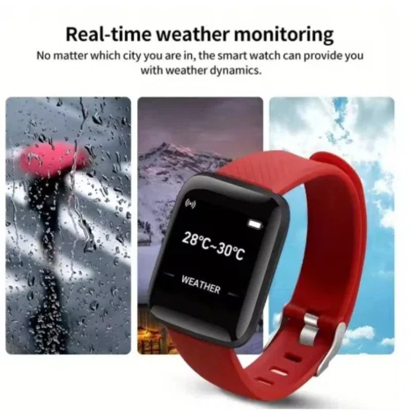 Montre Connectée Multifonction D13 / 116Plus – Smartwatch Sport avec Podomètre, Calories, Contrôle Musique, Notifications & Réveil – Pour Hommes, Femmes & Enfants