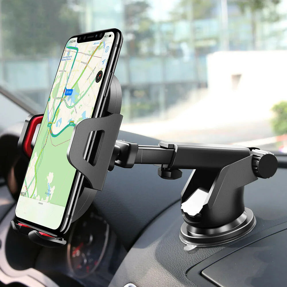 Support de téléphone voiture universel 360° – Bras rétractable & ventouse puissante – Compatible iPhone, Samsung, Xiaomi