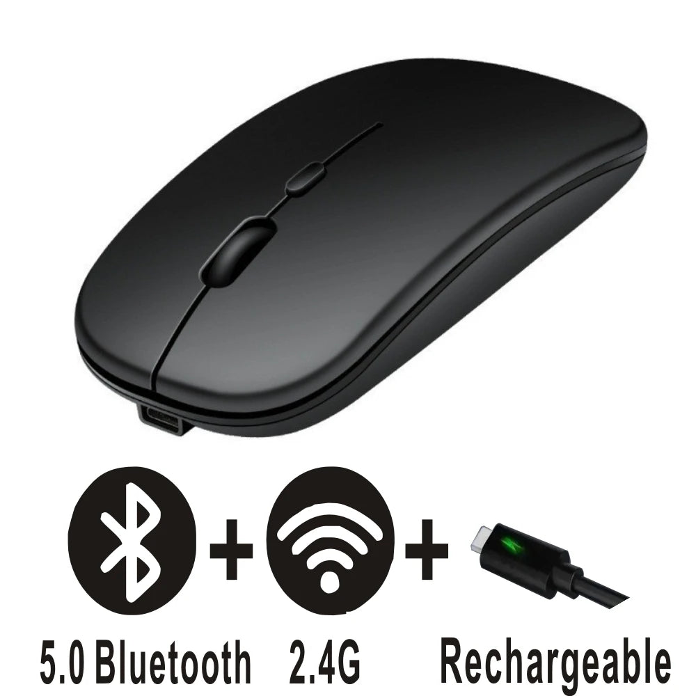 Souris Bluetooth Rechargeable 5.2 – Sans Fil Double Mode 2.4GHz & Bluetooth, Silencieuse, Ergonomique, Gaming & Bureau pour PC & Laptops