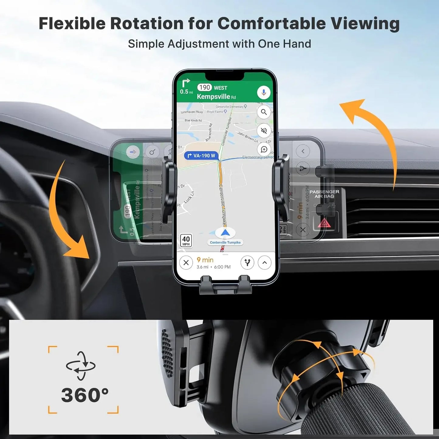 Support de téléphone voiture avec clip métallique – Fixation aération universelle pour iPhone, Samsung, Xiaomi