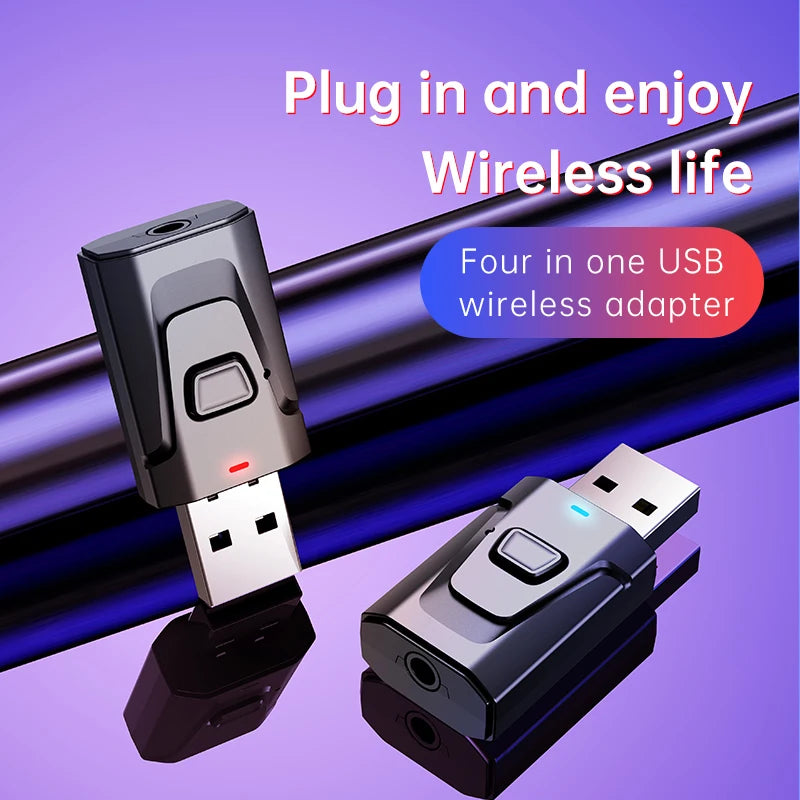 USB Bluetooth 5.4 Émetteur & Récepteur Audio – Adaptateur Sans Fil avec Micro, 3.5mm AUX/RCA pour TV, PC, Casque, Chaîne HIFI, Voiture & Musique