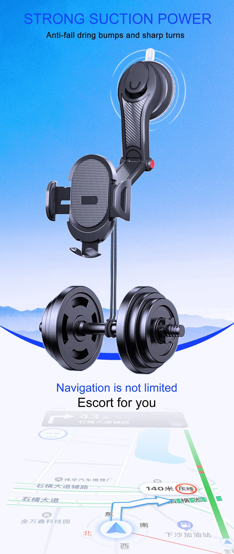 Support de téléphone voiture gravité – Fixation tableau de bord universelle pour iPhone, Samsung, Xiaomi