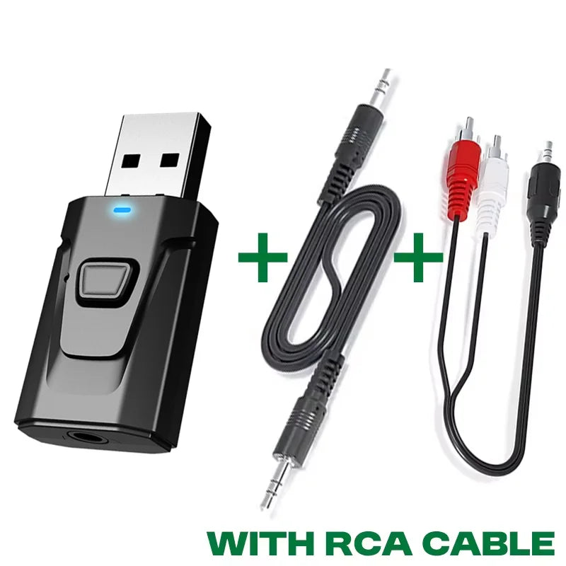 USB Bluetooth 5.4 Émetteur & Récepteur Audio – Adaptateur Sans Fil avec Micro, 3.5mm AUX/RCA pour TV, PC, Casque, Chaîne HIFI, Voiture & Musique