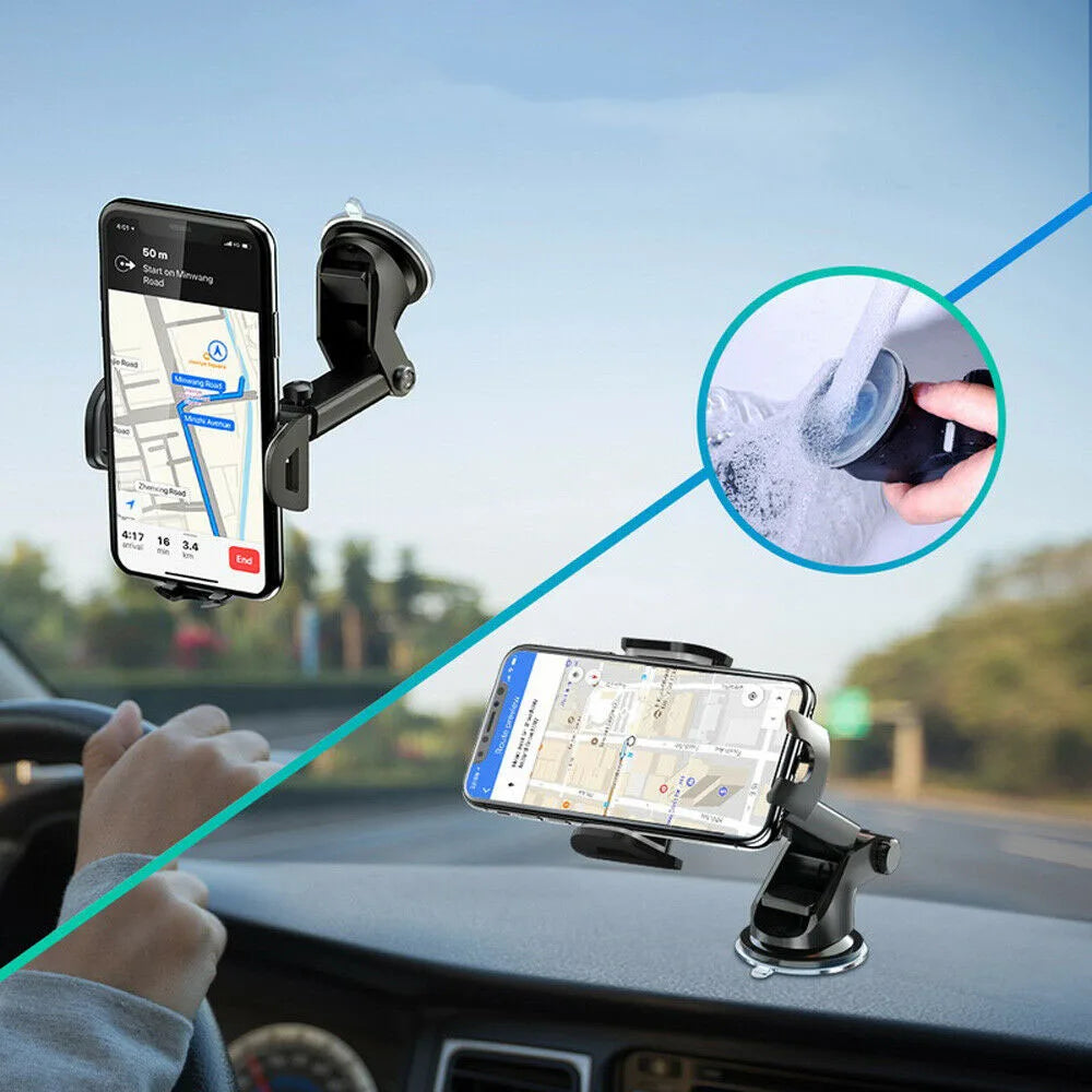 Support de téléphone voiture universel 360° – Bras rétractable & ventouse puissante – Compatible iPhone, Samsung, Xiaomi