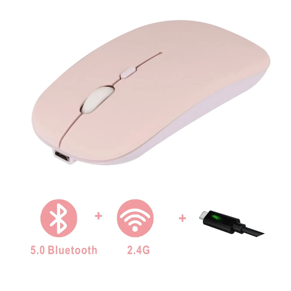 Souris Bluetooth Rechargeable 5.2 – Sans Fil Double Mode 2.4GHz & Bluetooth, Silencieuse, Ergonomique, Gaming & Bureau pour PC & Laptops