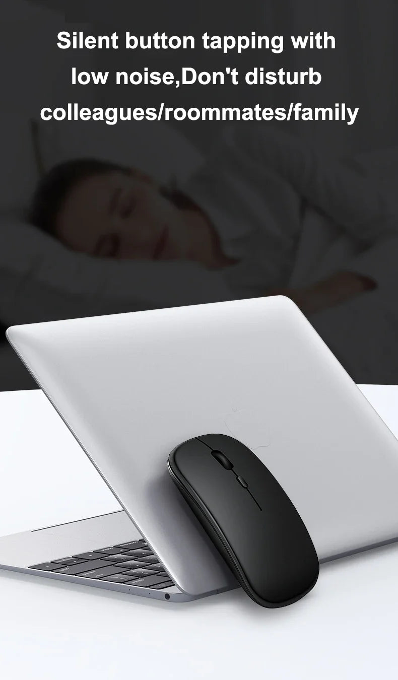 Souris sans fil Slim Bluetooth-compatible 2.4G Souris portable rechargeable/batterie sans fil pour ordinateur portable iPad