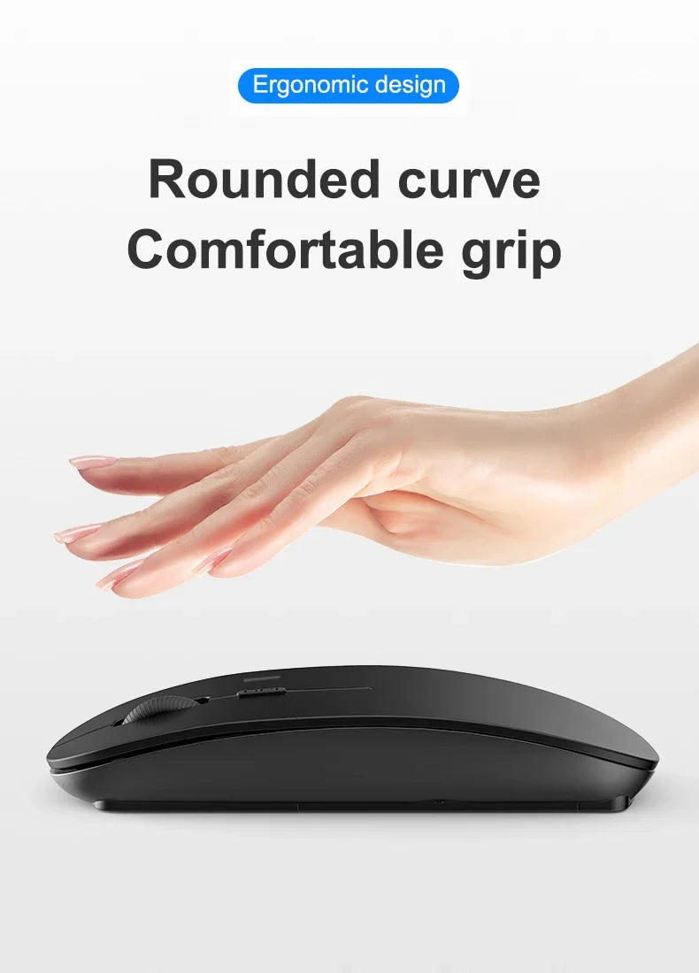 Souris sans fil Slim Bluetooth-compatible 2.4G Souris portable rechargeable/batterie sans fil pour ordinateur portable iPad