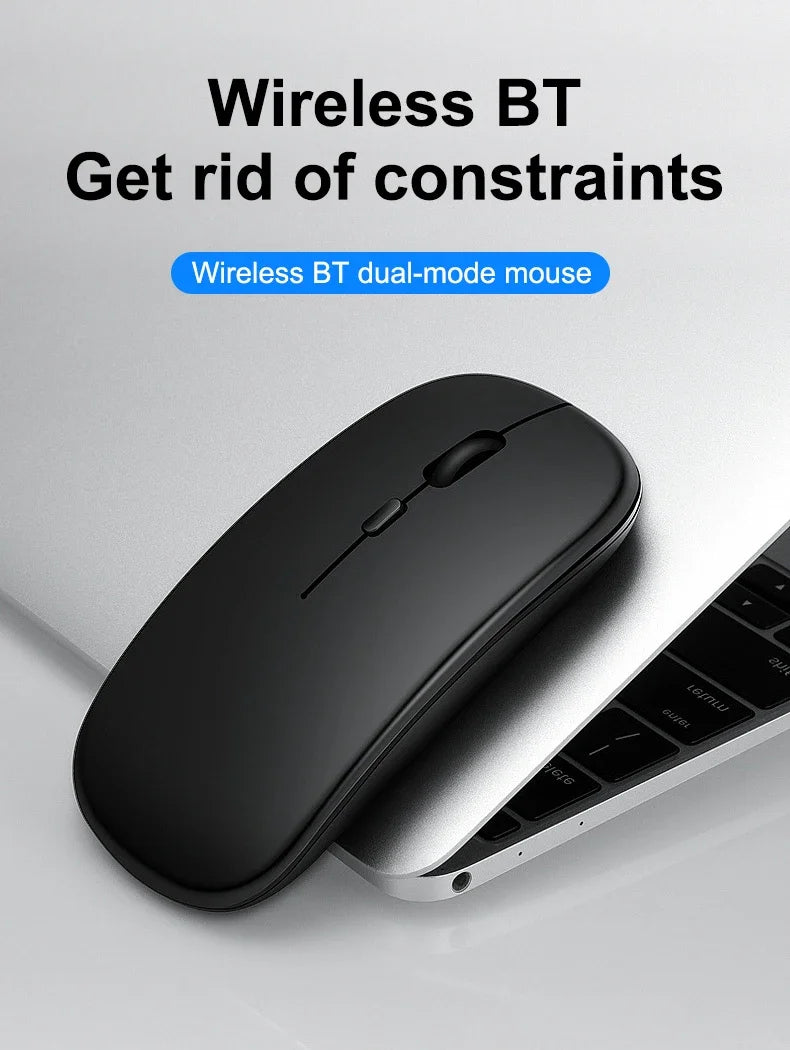Souris sans fil Slim Bluetooth-compatible 2.4G Souris portable rechargeable/batterie sans fil pour ordinateur portable iPad