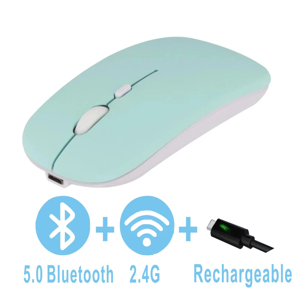 Souris Bluetooth Rechargeable 5.2 – Sans Fil Double Mode 2.4GHz & Bluetooth, Silencieuse, Ergonomique, Gaming & Bureau pour PC & Laptops
