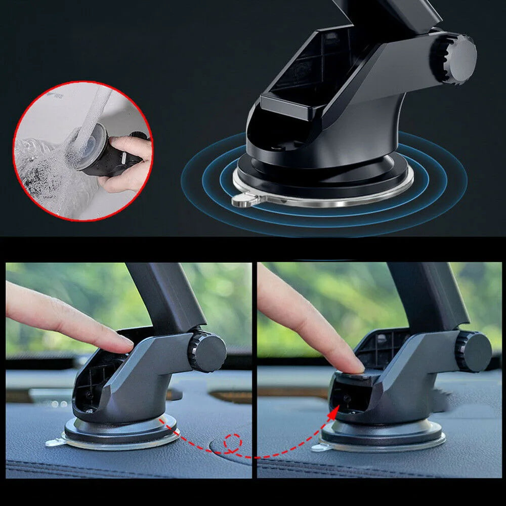 Support de téléphone voiture universel 360° – Bras rétractable & ventouse puissante – Compatible iPhone, Samsung, Xiaomi
