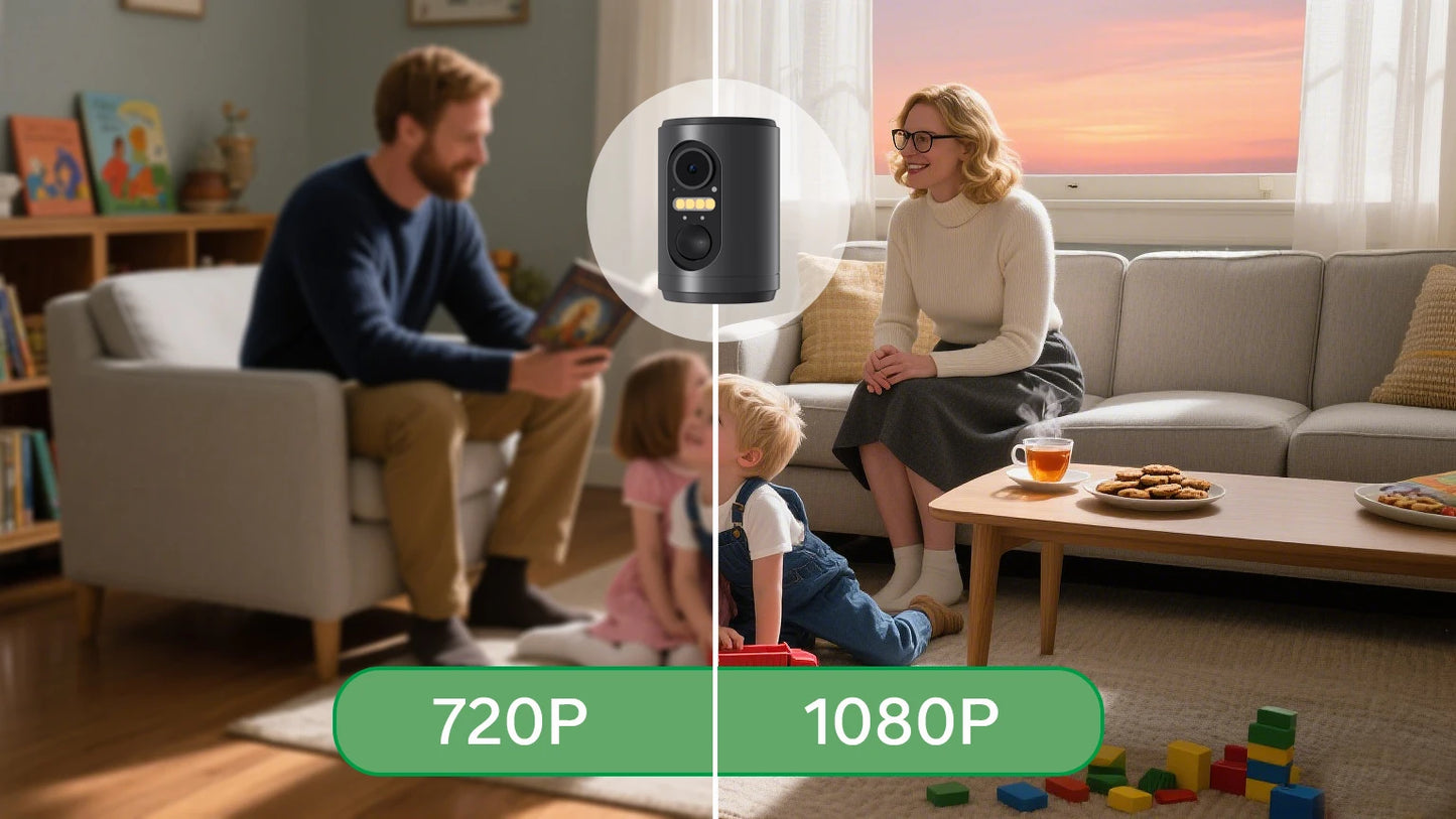 Caméra WiFi Mini 2024 – Vision Couleur Nuit, Détection PIR, Batterie Intégrée & Panneau Solaire – Sécurité HD