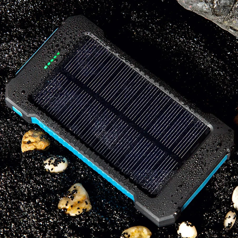 Powerbank Solaire 20000mAh, chargeur rapide avec lampe torche SOS, pour smartphone et Tablettes