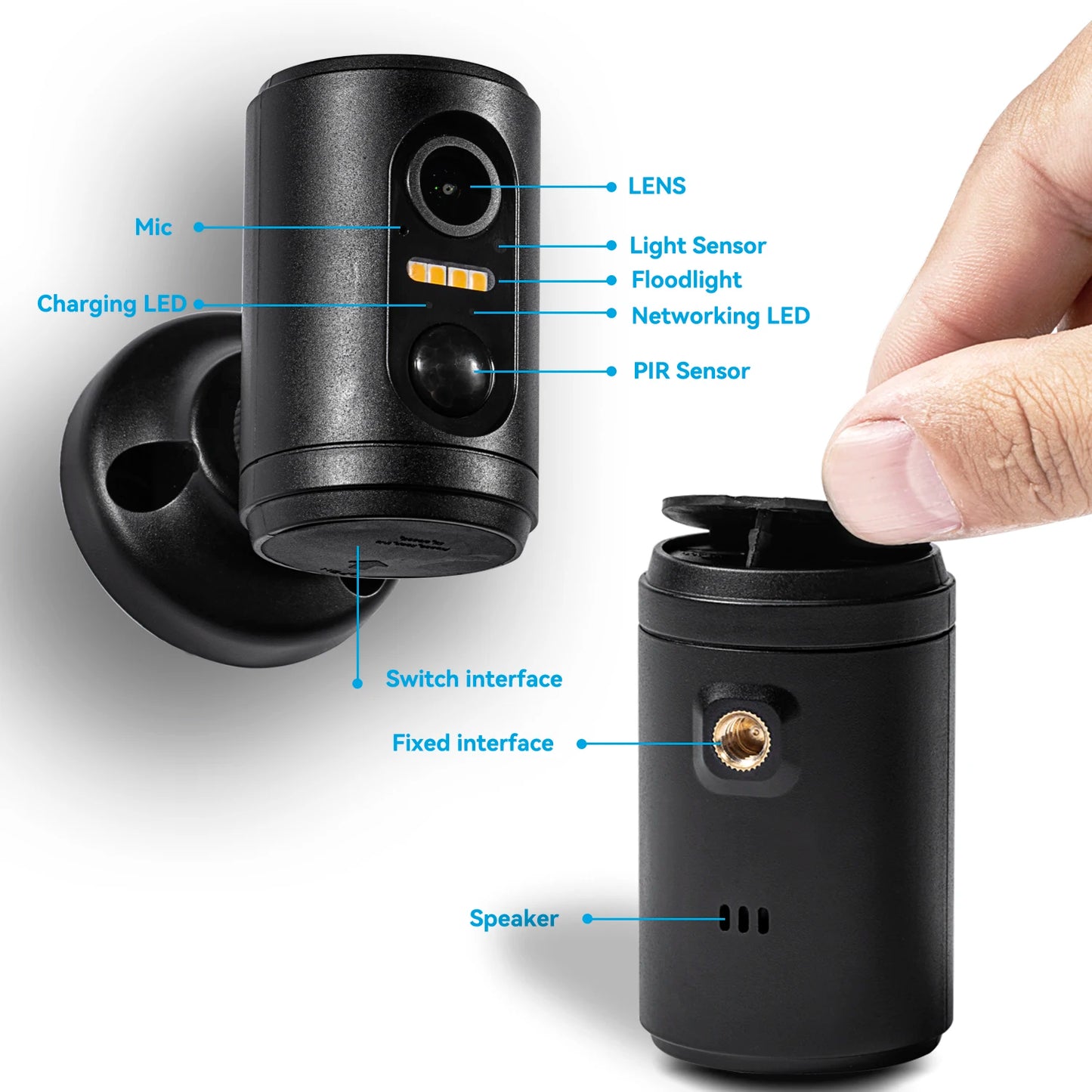 Caméra WiFi Mini 2024 – Vision Couleur Nuit, Détection PIR, Batterie Intégrée & Panneau Solaire – Sécurité HD