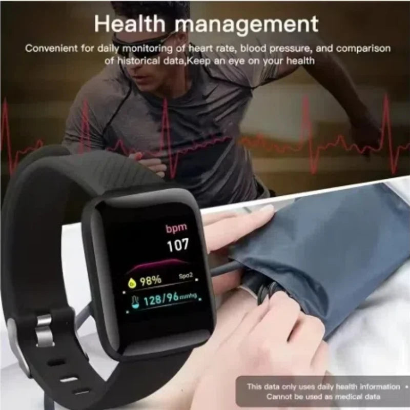 Montre Connectée Multifonction D13 / 116Plus – Smartwatch Sport avec Podomètre, Calories, Contrôle Musique, Notifications & Réveil – Pour Hommes, Femmes & Enfants