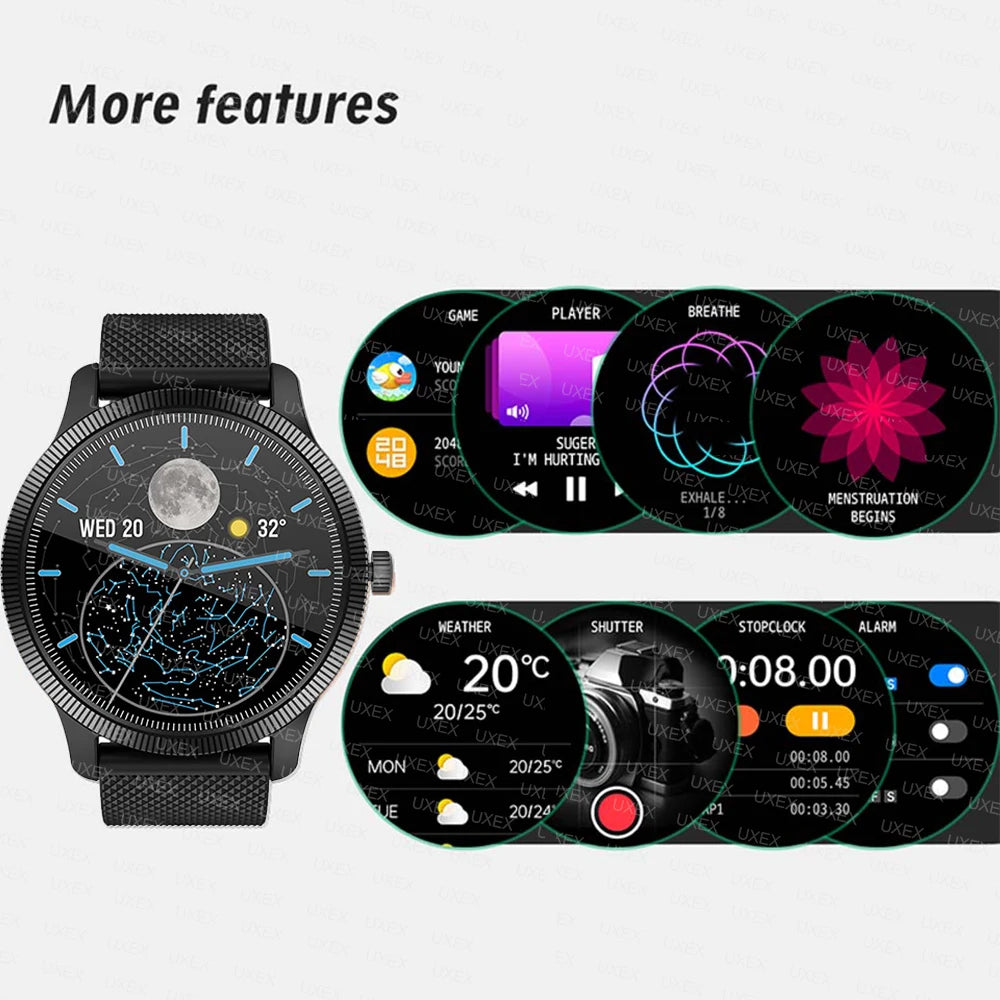 Montre Connectée Business 2025 – Écran AMOLED 1.3” HD 360×360, Assistant Vocal, Tracker Santé, Photo Personnalisée – Idée Cadeau Homme
