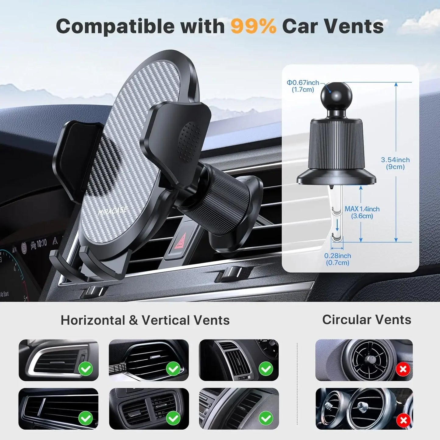 Support de téléphone voiture avec clip métallique – Fixation aération universelle pour iPhone, Samsung, Xiaomi