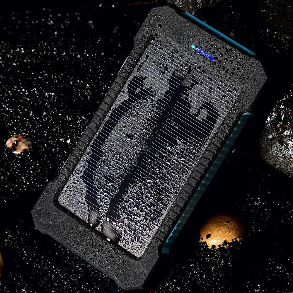 Powerbank Solaire 20000mAh, chargeur rapide avec lampe torche SOS, pour smartphone et Tablettes