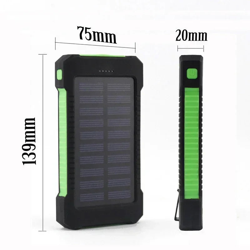 Power Bank Solaire 200000mAh – Batterie Externe Portable Étanche avec Lampe SOS – Compatible iPhone, Xiaomi, Huawei