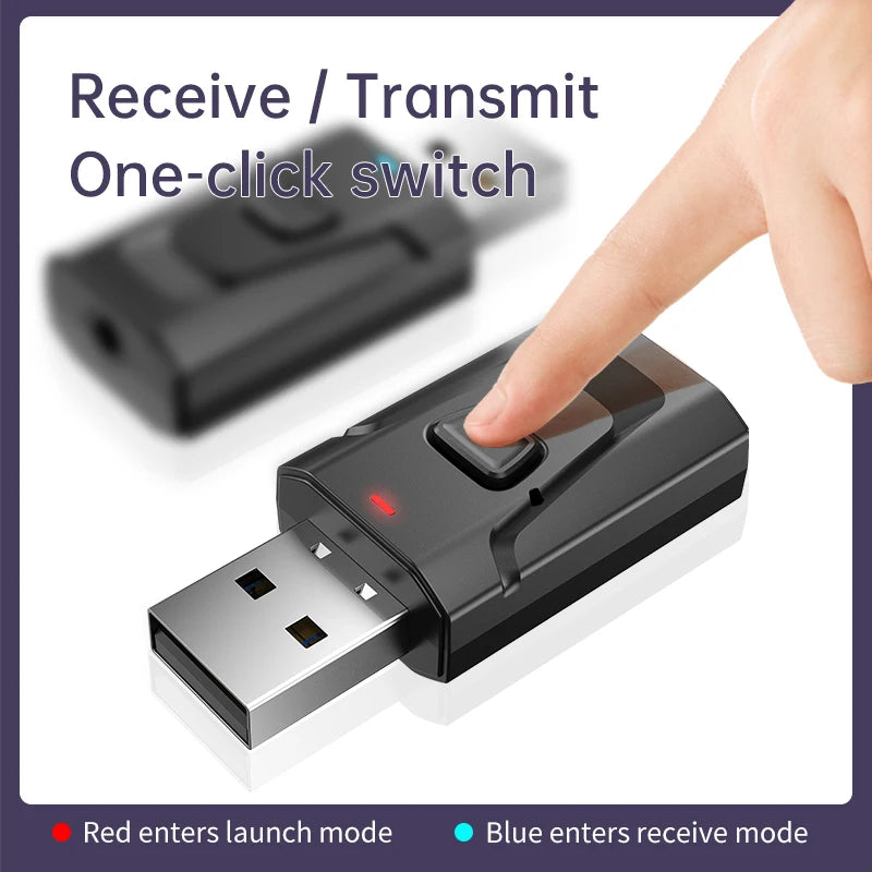 USB Bluetooth 5.4 Émetteur & Récepteur Audio – Adaptateur Sans Fil avec Micro, 3.5mm AUX/RCA pour TV, PC, Casque, Chaîne HIFI, Voiture & Musique