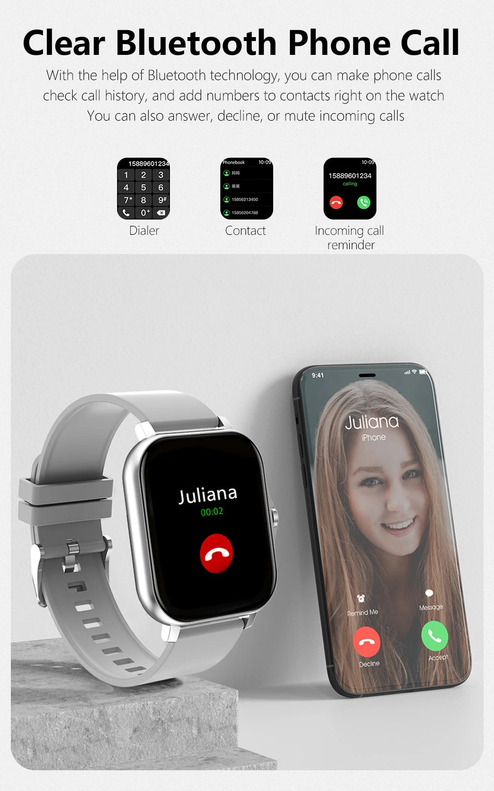 Montre Connectée Multifonction D13 / 116Plus – Smartwatch Sport avec Podomètre, Calories, Contrôle Musique, Notifications & Réveil – Pour Hommes, Femmes & Enfants
