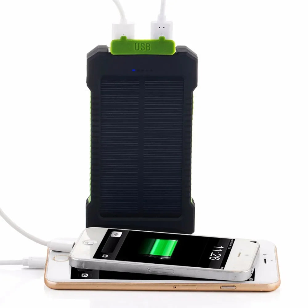 Powerbank Solaire 20000mAh, chargeur rapide avec lampe torche SOS, pour smartphone et Tablettes