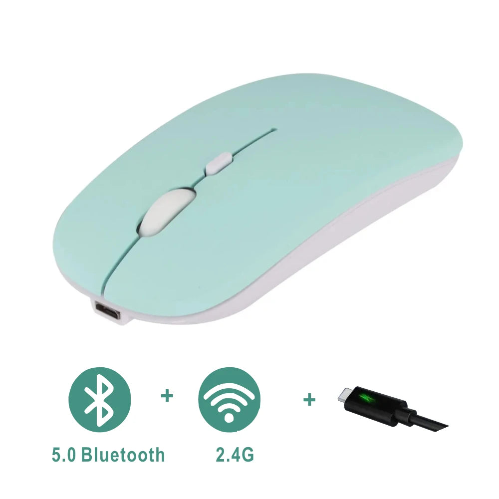 Souris Bluetooth Rechargeable 5.2 – Sans Fil Double Mode 2.4GHz & Bluetooth, Silencieuse, Ergonomique, Gaming & Bureau pour PC & Laptops